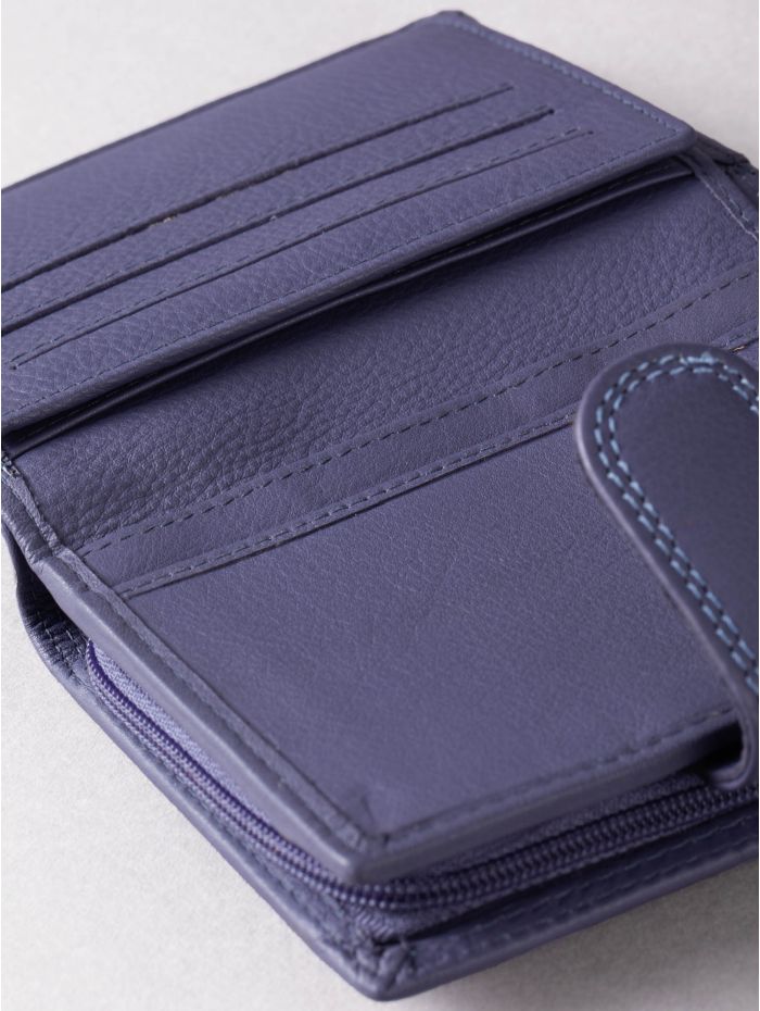 Small Leather Tab Purse in Purple