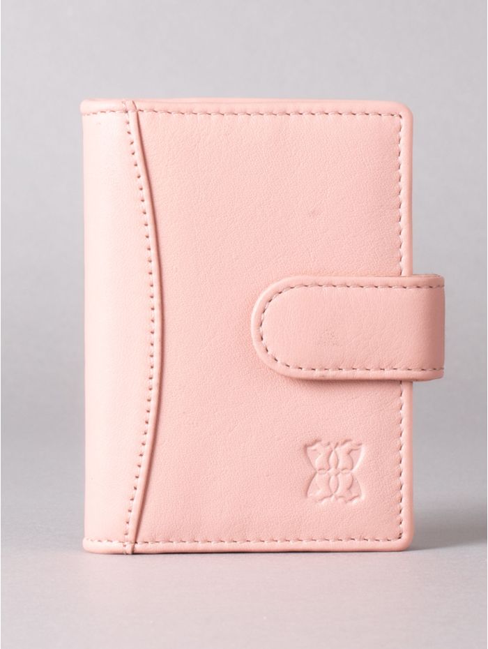 Leather Multi Credit Card Holder in Blush Pink