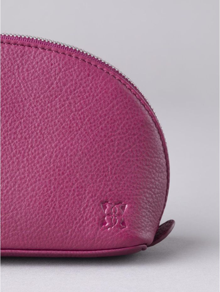 Arnside Medium Leather Make Up Bag in Pink