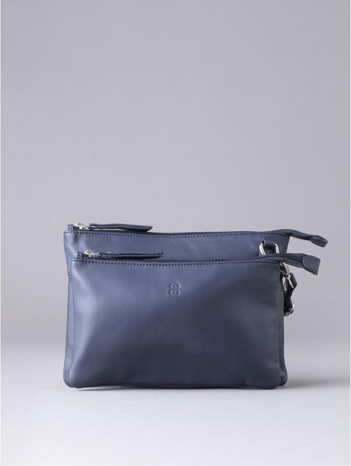 Lakeland Leather Tally Duo Leather Cross Body Bag in Navy