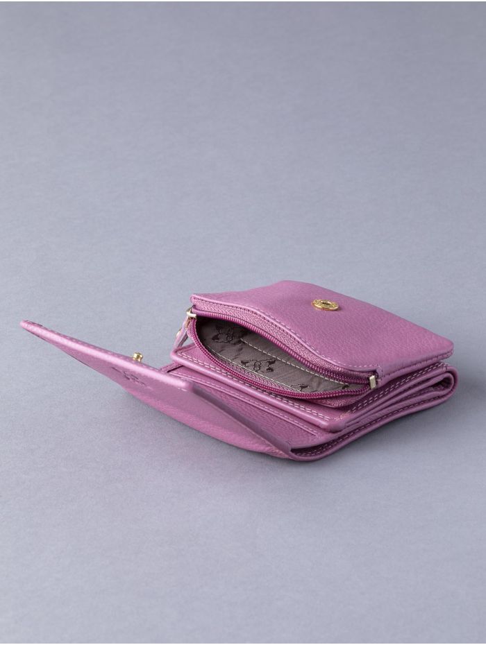 Small Leather Flapover Purse in Mauve