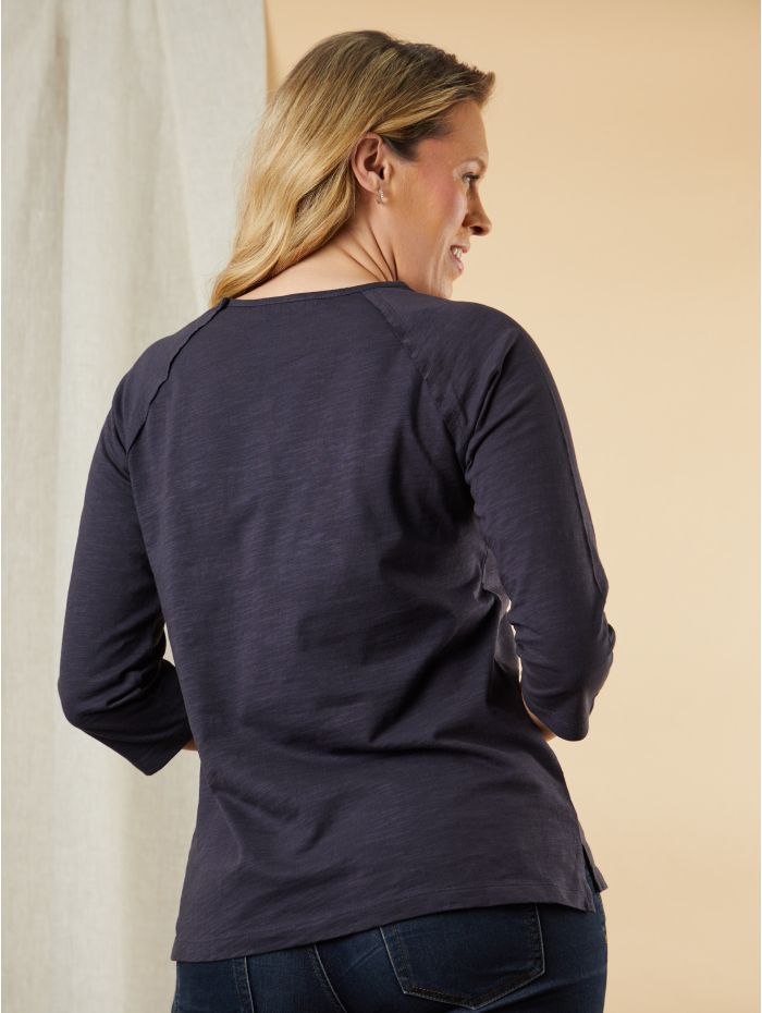 Cait Cotton Slub T-Shirt in Navy