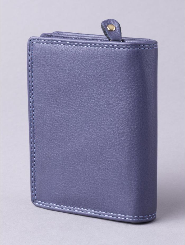Small Leather Tab Purse in Purple
