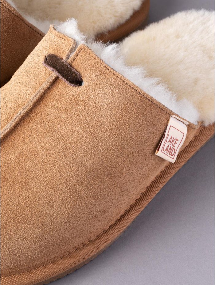Ladies' Sheepskin Seam Sliders in Tan