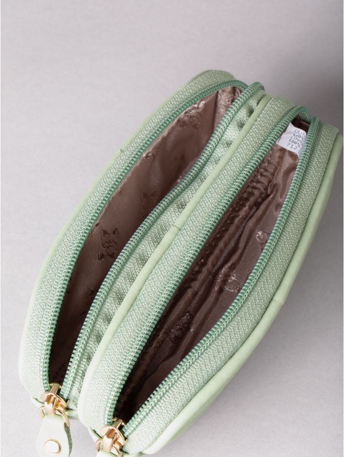 Leather Double Glasses Case in Sage Green