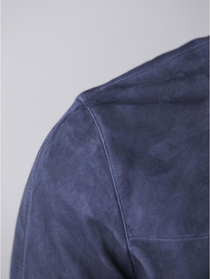Dalston Suede Bomber Jacket in Navy