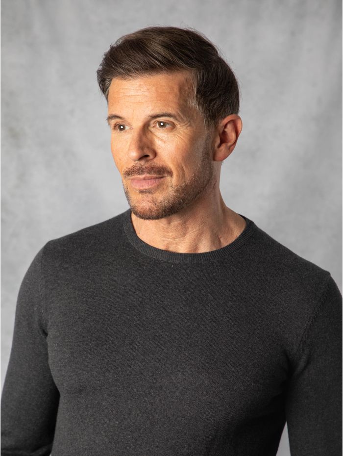 Cotton Crew Neck Jumper in Dark Grey