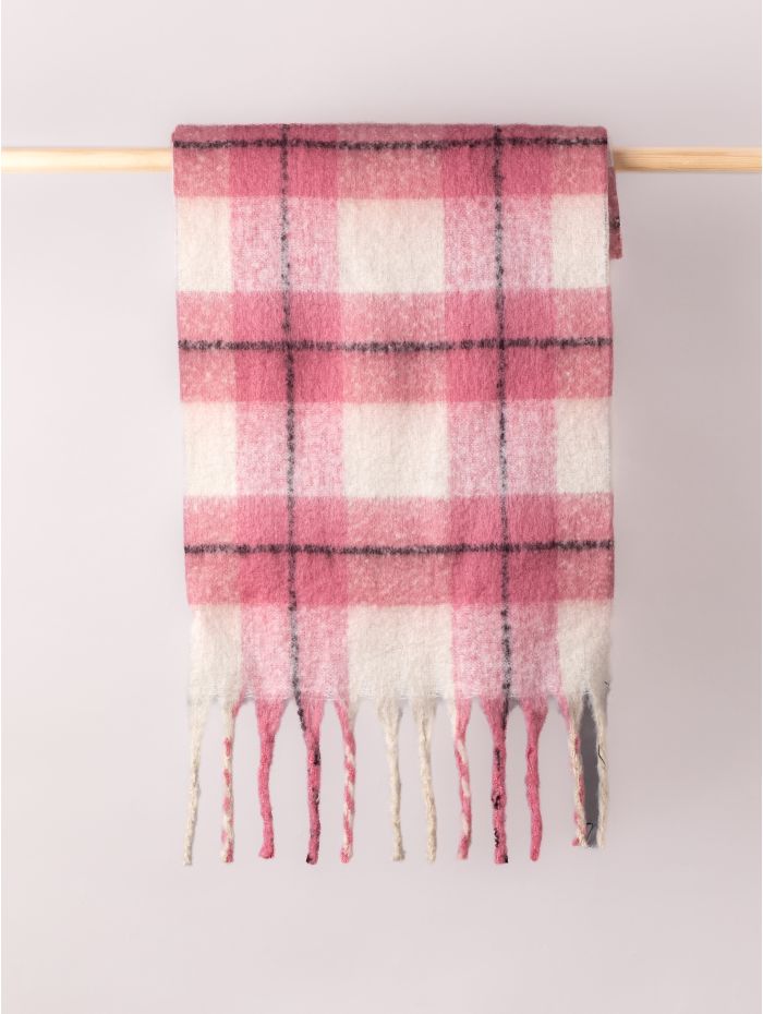 Florence Chunky Check Scarf in Pink