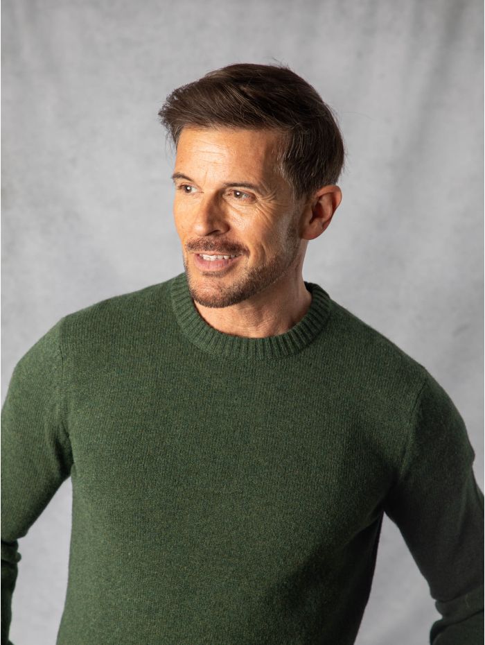British Lambswool Crew Neck Jumper in Forest Green