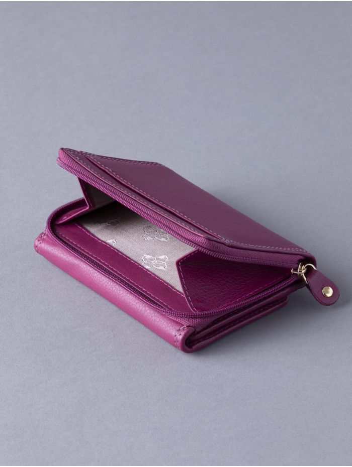 Small Leather Purse in Cranberry Pink