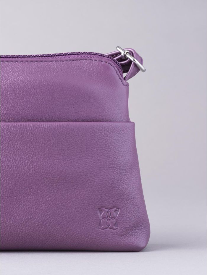 Rydal Small Leather Cross Body Bag in Amethyst