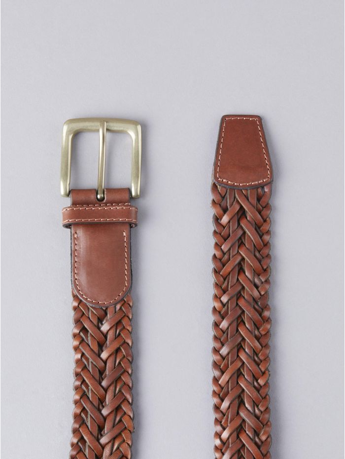 Howbeck Leather Braided Belt in Tan