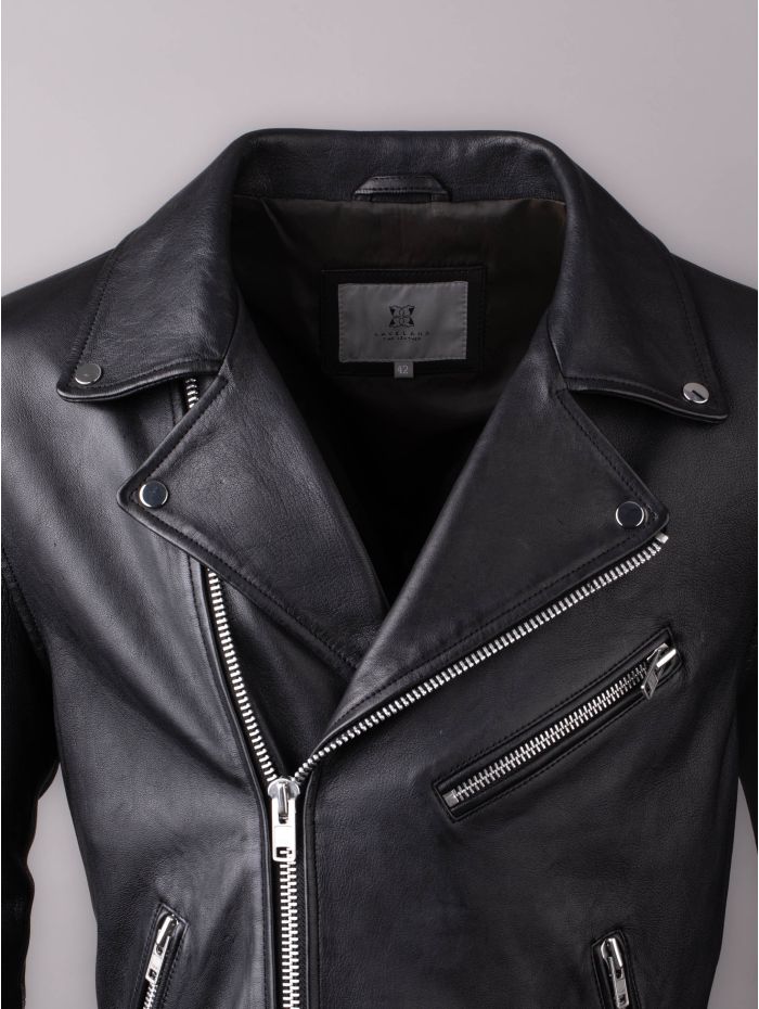 Rockcliffe Leather Biker Jacket in Black