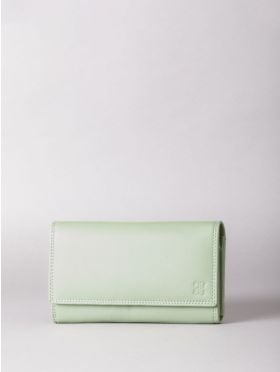 Large Leather Purse in Sage Green