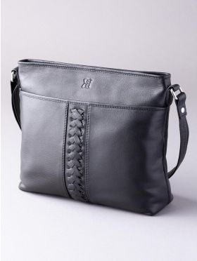 Farlam Leather Cross Body Bag in Black
