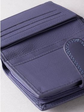 Small Leather Tab Purse in Purple