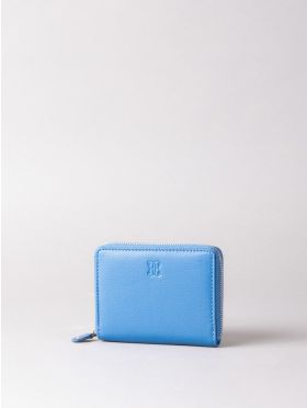 Small Leather Zip Purse in Blue