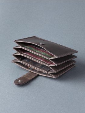 Walton Leather Card Holder in Dark Brown