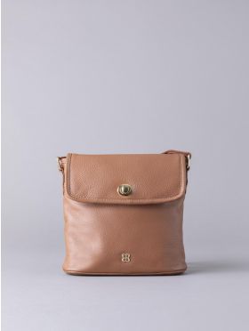 Rickerlea Leather Turn Lock Cross Body Bag in Cognac