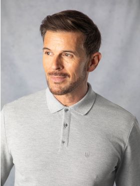 Long Sleeve Polo Shirt in Grey
