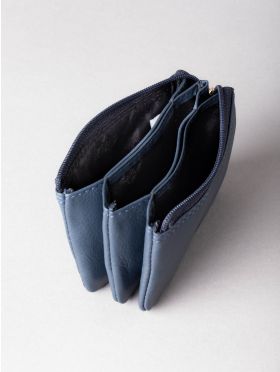Leather Coin Purse in Navy