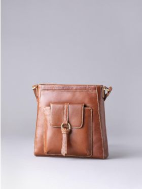 Birthwaite Large Leather Cross Body Bag in Cognac