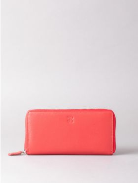 Large Leather Zip Purse in Red