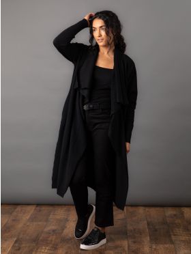 Larson Waterfall Cardigan in Black