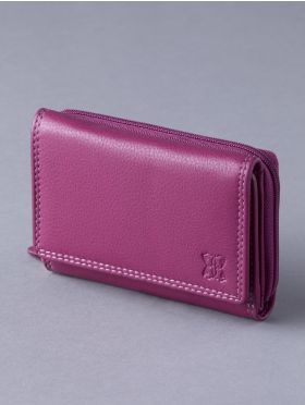 Small Leather Purse in Cranberry Pink