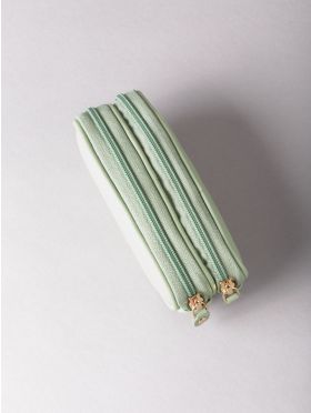 Leather Double Glasses Case in Sage Green