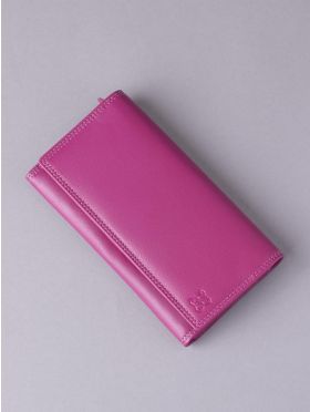 Large Leather Purse in Cranberry Pink