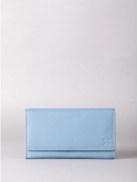 Large Leather Purse in Sky Blue