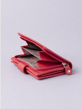 Small Leather Tab Purse in Red