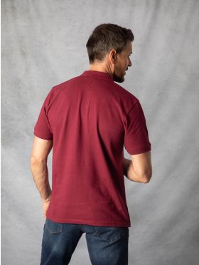 Short Sleeve Cotton Pique Polo Shirt in Berry