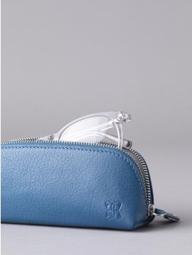 Arnside Leather Zip Glasses Case in Reef Blue