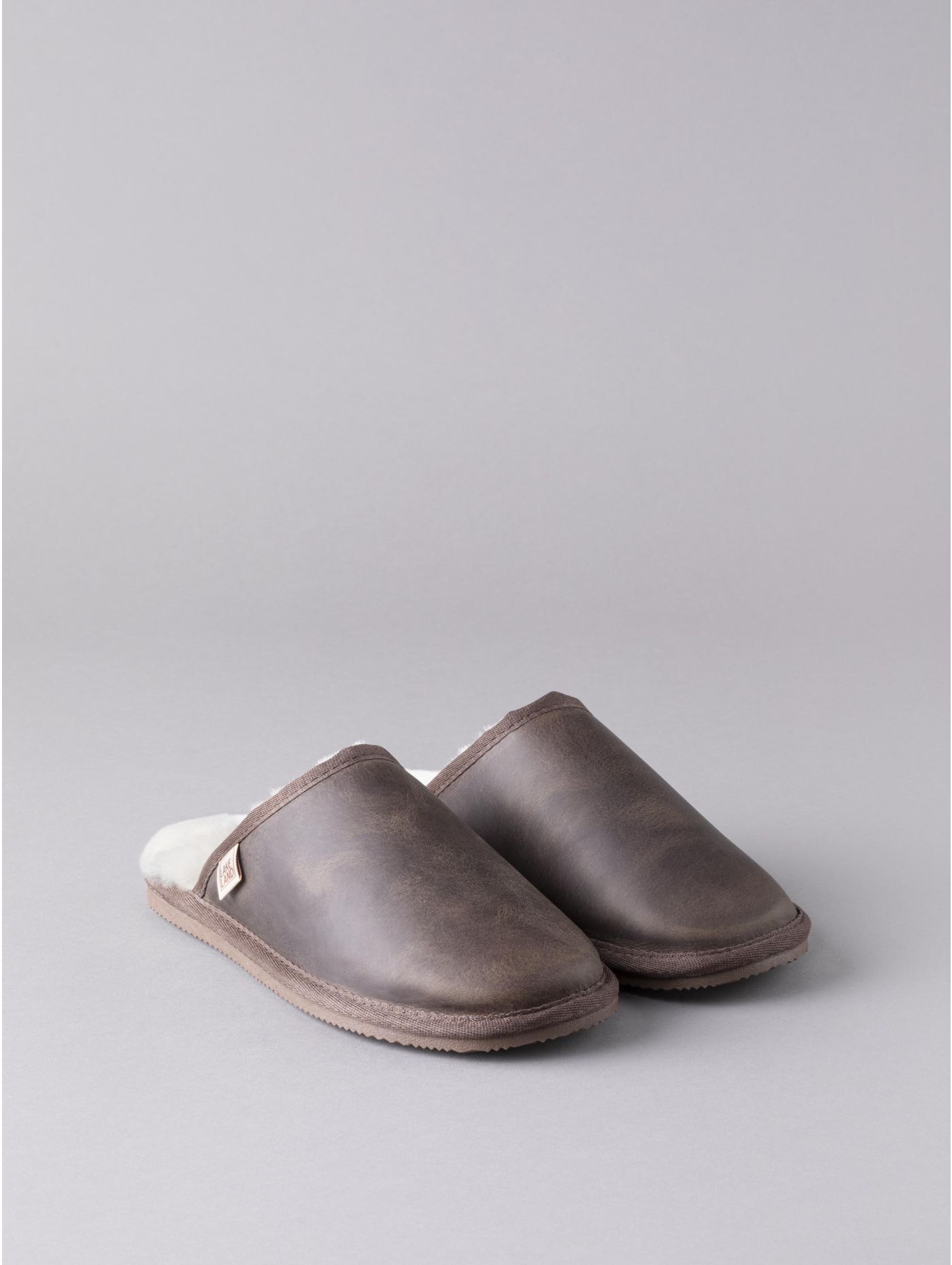 mens brown leather sliders